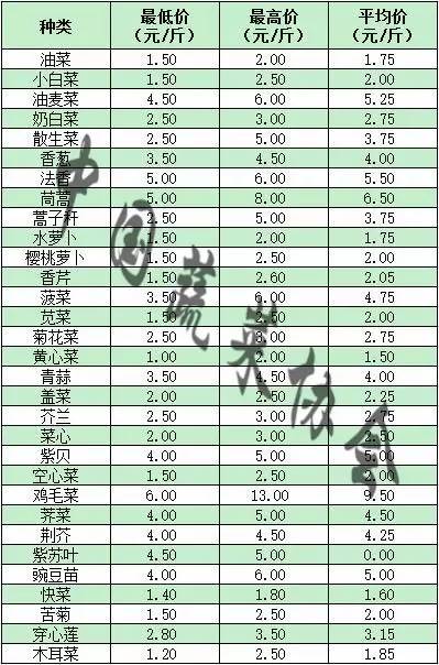 今日蔬菜价格行情更新速递